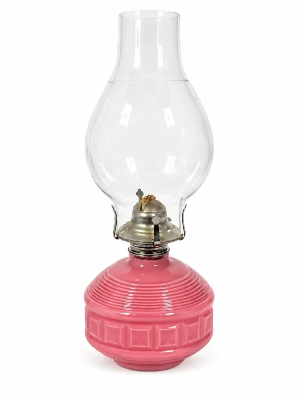 Oil Lamp LampLight Farms Sommerset Traditional Vintage  - Rose Colored  Etched